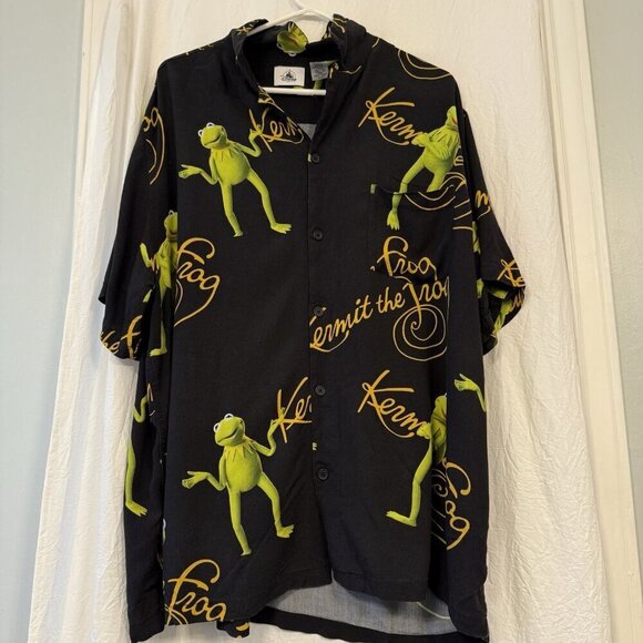 Disney Kermit the Frog Men’s XXL Button Up Shirt PBS Sesame Street The Muppets - Picture 3 of 13